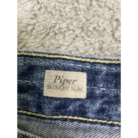 AG Adriano Goldschmied piper slouchy slim jeans, size 31 slashed, lace, rips - Picture 6 of 12